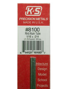 Precision Metals Music Wire: K&S Aluminium Tube 1/16 x .014 (1.57mm)3Pcs (11-1008)