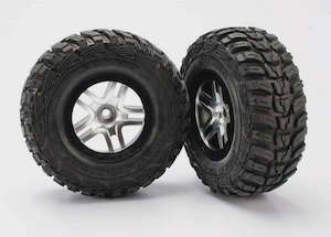 R C Parts: Traxxas - Tires & wheels assembled glued SCT chrome black beadlock wheels (2) (2WD front) (5882R)