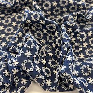 Fabrics textile: Betty Broderie Embroidered Cotton - Navy (Imperfect Stitching)