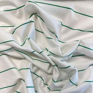 Cotton Spandex Pinstripe Knit - White/Emerald