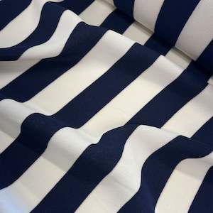 Bold Stripe Crepe Deadstock - Navy & White