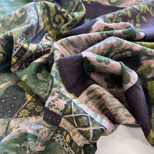 Bon Ami Cotton Rayon Print Deadstock - Khaki Multi