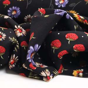 Garden View Printed Rayon - Black