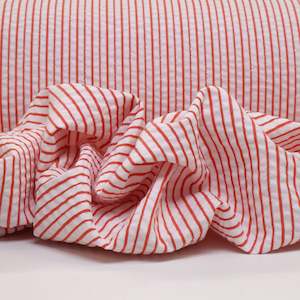 Cotton Lurex Seersucker Stripe Deadstock - Red