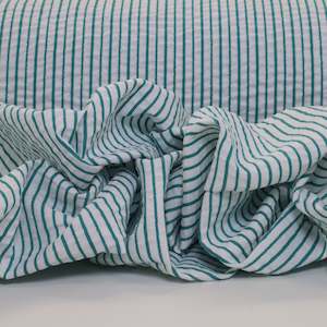 Cotton Lurex Seersucker Stripe Deadstock - Emerald