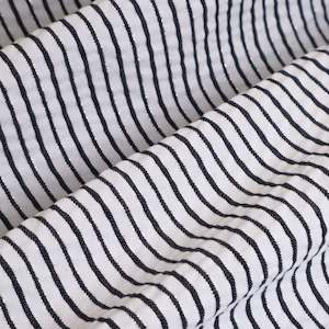 Cotton Lurex Seersucker Stripe Deadstock - Black