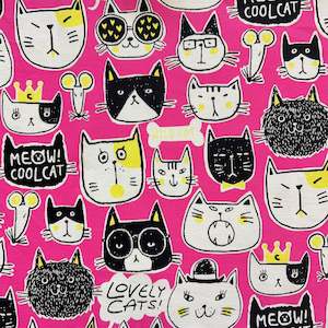 Fabrics textile: Printed Canvas - Meow (Pink)