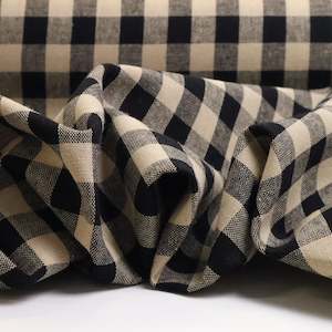 Linen Cotton Gingham - Black & Beige