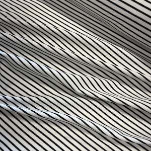 Fabrics textile: Cotton Spandex Striped Rib - White & Black