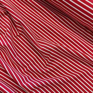 Cotton Spandex Striped Rib - Red & White