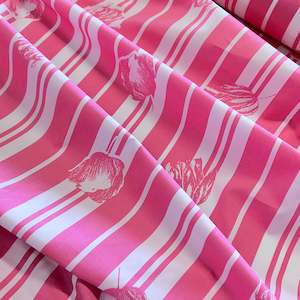 Fabrics textile: Bold Stripe Floral Poplin Print Deadstock - Hot Pink