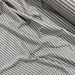 Cotton Spandex Striped Rib - Silver Marle & White