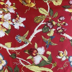 Fabrics textile: Printed Canvas - Hummingbird Wine