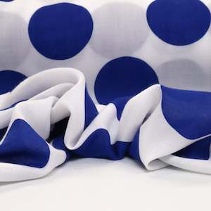 Printed Cotton Voile Spot - Royal/White