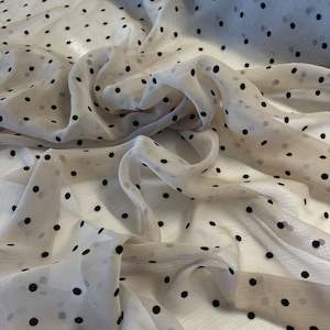 Polka Dot Crinkle Chiffon - Beige