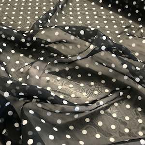 Polka Dot Organza - Black/White