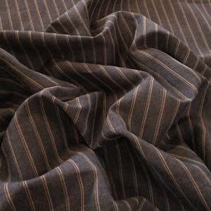 Linen Cotton Double Pinstripe - Brown/Grey