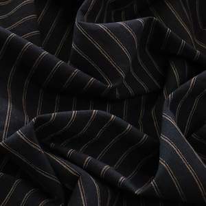 Linen Cotton Double Pinstripe - Black