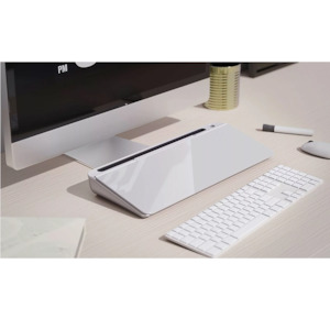 Colour_White: Glass Desktop Buddy Whiteboard Office Writing Desk