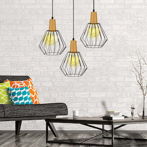 Colour_Black: Black Wood Pendant Light Bar Lamp Kitchen Lighting Modern Ceiling