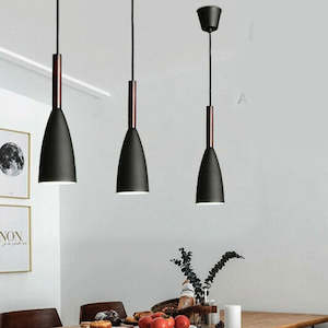 Colour_Black: Black Pendant Lighting Kitchen Lamp Modern Pendant Light Bar Wood Ceiling Lights