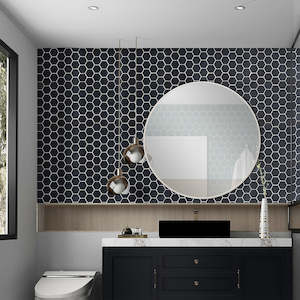 Tiles 3D Peel and Stick Wall Tile Hexagonal Mosaic Black 10 Sheets