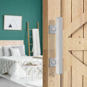 Barn Door Hardware: 12" Square Pull and Flush Door Handle Set Stainless Steel Barn Door Hardware