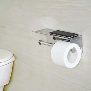 Bathroom Accessories: Stainless Steel Double Toilet Paper Holder Towel Roll Tissue Rack Storage Shelf