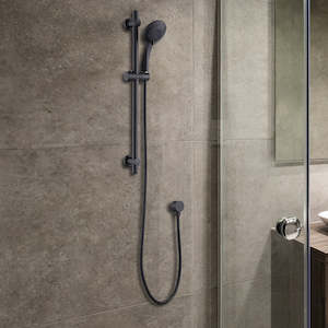 Black Hand Held Shower Rail Soap Dish Bathroom Set