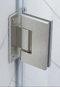 90° Brass Glass Shower Door L-Hinge in White