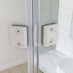 180° Brass Glass-to-Glass Shower Door Hinge in White