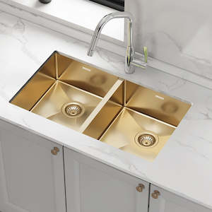 775x450mm Stainless Steel Handmade 1.5mm Sink with Waste in Gold with sand-finish Finish