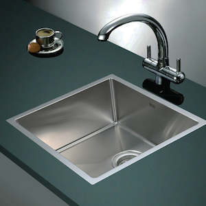 Kitchen Sinks: 490x440mm Stainless Steel Handmade 1.2mm Sink with Waste in Stainless Steel 304 Finish