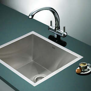 Kitchen Sinks: 510x450mm Stainless Steel Handmade 1.0mm Sink with Waste in Stainless Steel Finish