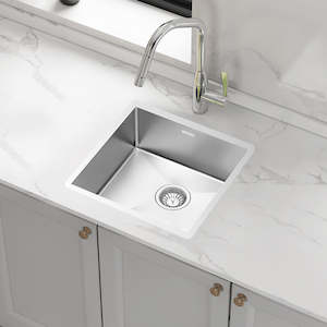 Kitchen Sinks: 440x440mm Stainless Steel Handmade 1.2mm Sink with Waste in Stainless Steel 304 Finish