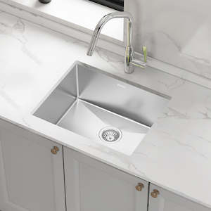 Kitchen Sinks: 600x450mm Stainless Steel Handmade 1.5mm Sink with Waste in Stainless Steel with brushed finish Finish