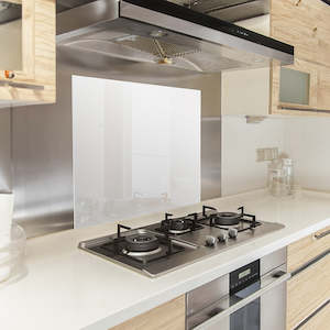 Toughened 60 x 75cm White Glass Kitchen Splashback