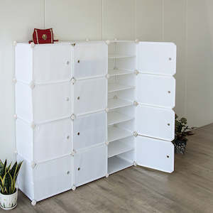 Home Furniture: White Cube DIY Shoe Cabinet Rack Storage Portable Stackable Organiser Stand