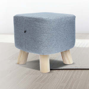 Massage Chairs And Recliners: Grey Fabric Ottoman Foot Stool Rest Pouffe Wood Padded Seat  Squircle