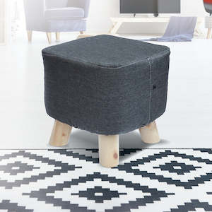 Massage Chairs And Recliners: Charcoal Fabric Ottoman Foot Stool Rest Pouffe Wood Padded Seat Squircle