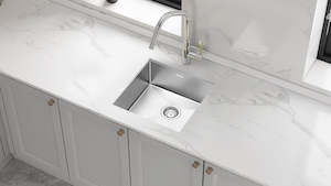 Kitchen Sinks: 450x450mm Stainless Steel Handmade 1.5mm Sink with Waste in Stainless Steel with brushed finish Finish