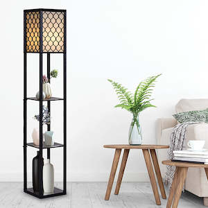 Shelf Floor Lamp - Shade Diffused Light Source with Open-Box Shelves