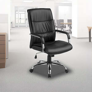 Office Furniture: PU Leather Office Chair Executive Padded Black