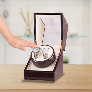 Health And Beauty: Automatic Dual Watch Winder Wood Display Box Case Motor Rotation Storage