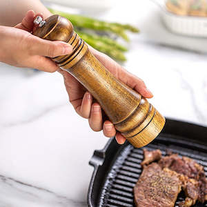 Kitchenware: 8" Wooden Salt and Pepper Grinder Adjustable Manual Wood Ceramic Core