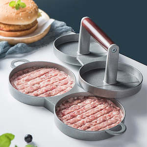 Kitchenware: Double Burger Press Hamburger Maker Non Stick Aluminium Beef Patty Meat BBQ