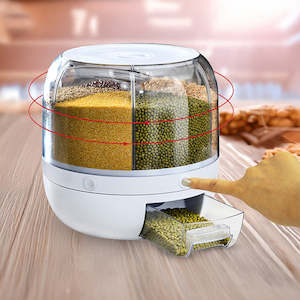 Kitchenware: Rice Storage Cereal Dispenser Grain Container Rotating Dry Food Box