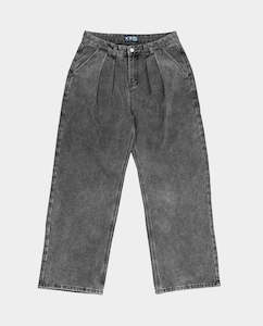 Vic - Baggy Pleated Jeans - Washed Grey