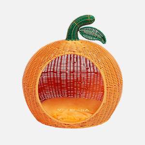 Rattan Cat Bed - Tangerine