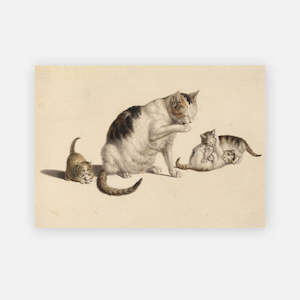 Cat Card - Mother & Kittens